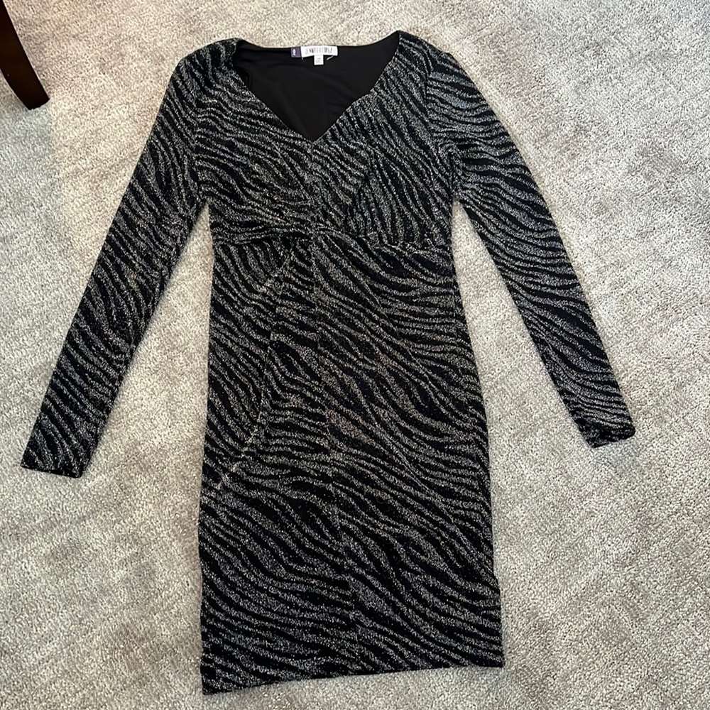 Jennifer Lopez black and silver glitter cocktail dress.  Worn once.  Size XS.